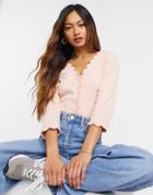 River Island Lace Trim Cardigan In Pink