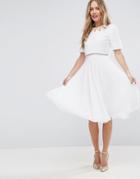 Asos 3d Embellished Crop Top Midi Skater Dress - Multi