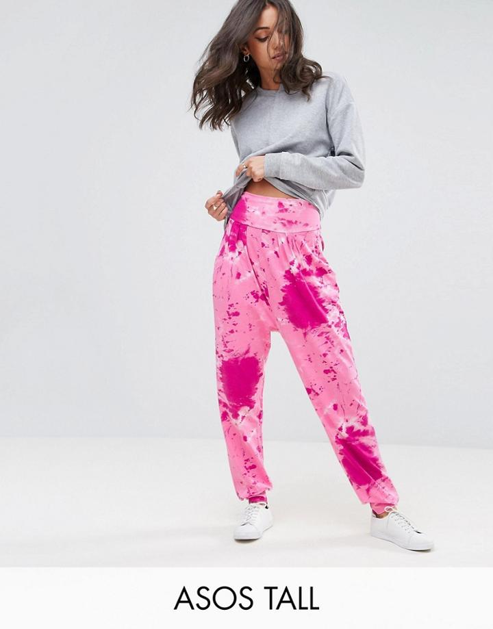 Asos Tall Harem Pant In Tie Dye Print - Multi