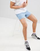 Asos Design Denim Shorts In Skinny Light Wash Blue Shorter Length - Blue