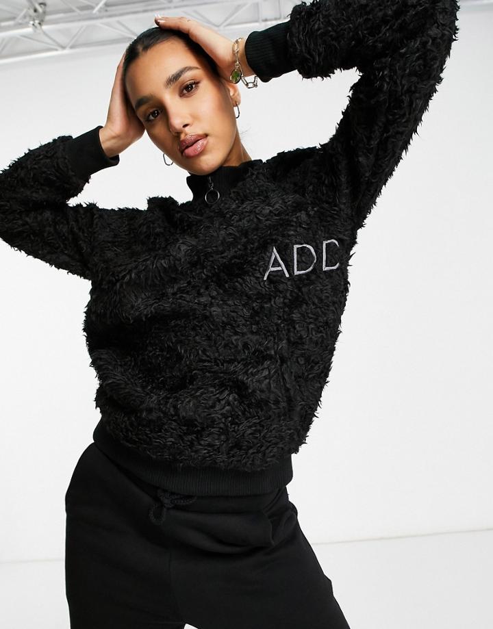 Night Addict Oversized Shearling Bomber Jacket-black
