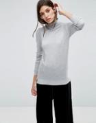 Asos Sweater With Roll Neck And Rib Detail - Gray