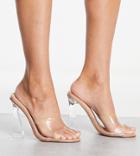 Simmi London Wide Fit Clear Mule Wedge Heeled Sandals In Beige-neutral