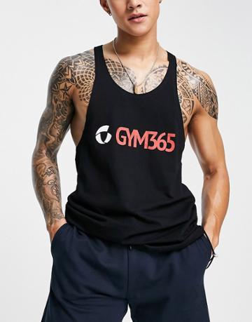 Gym 365 Logo Tank Top In Black