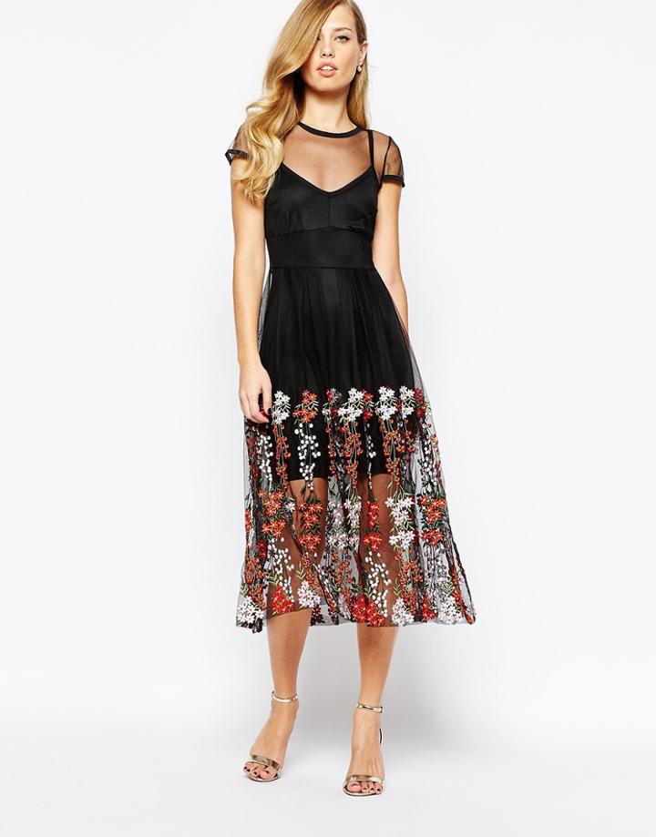 Body Frock Delilah Embroidered Dress In Black - Jet