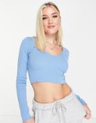 Stradivarius V Neck Knit In Blue