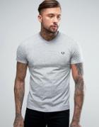 Fred Perry V-neck Small Logo T-shirt In Gray Marl - Gray