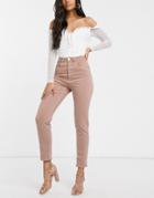 Asos Design High Rise Farleigh 'slim' Mom Jeans In Dusty Pink-brown