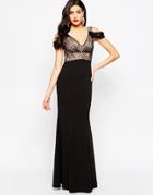 Forever Unique Casie Fishtail Maxi Dress With Lace Overlay - Black