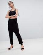 Asos Jersey Minimal Jumpsuit With Ties - Black