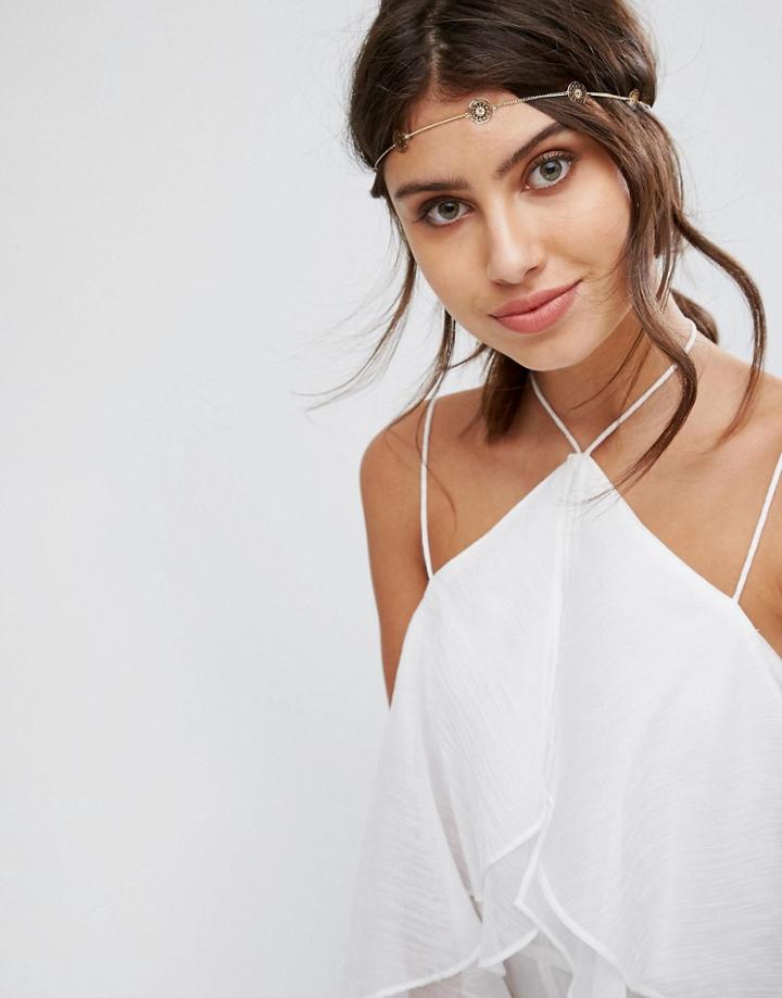 Asos Filigree Disc Fine Hair Chain - Multi
