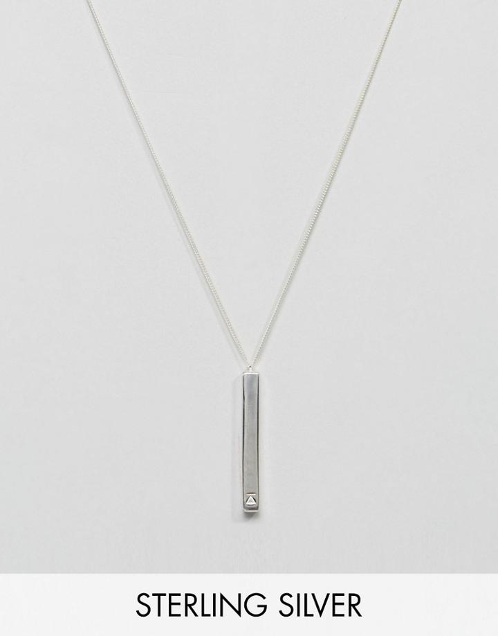 Asos Sterling Silver Necklace With Embossed Pendant - Silver