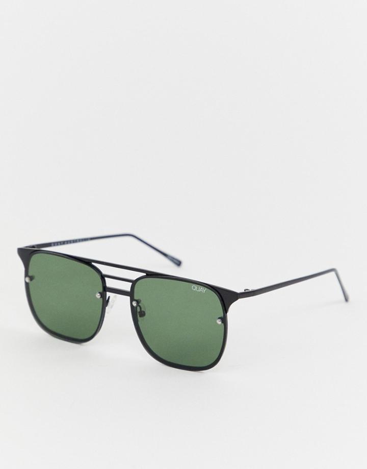 Quay Australia Hendrix Square Frame Avaitor Sunglasses - Black