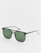 Quay Australia Hendrix Square Frame Avaitor Sunglasses - Black
