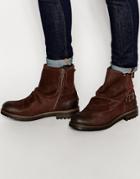 Base London Bullit Leather Buckle Boots - Brown