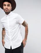 Noose & Monkey Short Sleeve Skinny Shirt With Collar Skulls - White