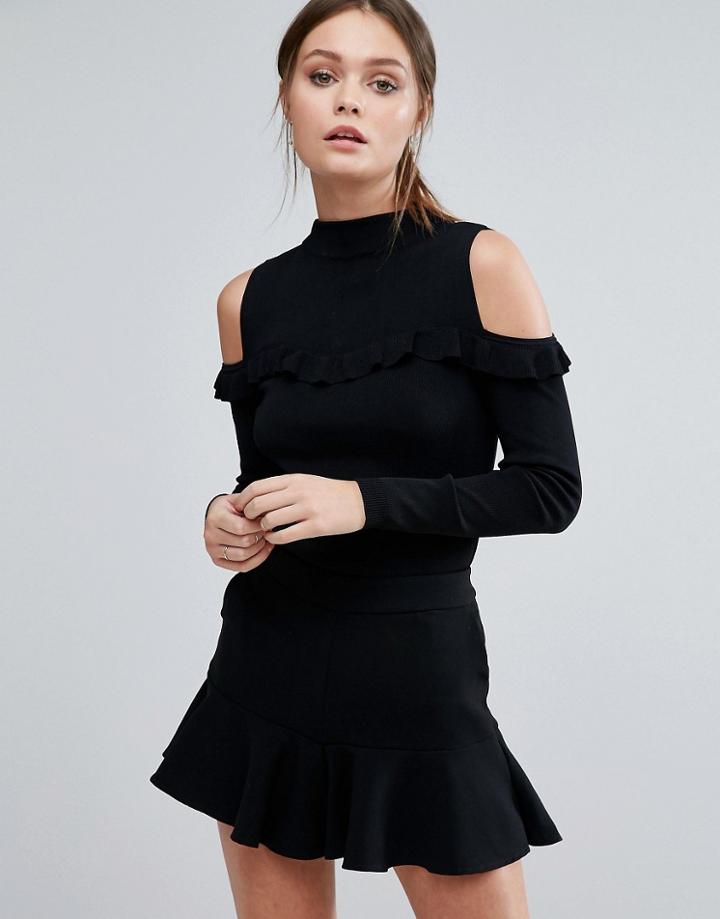 Coast Natalie Frill Knit Top - Black