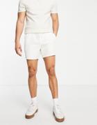Asos Design Slim Shorts In Ecru Waffle-neutral