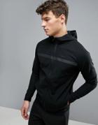 Jack & Jones Tech Zip Through Hoodie With Printed Stripe - Black