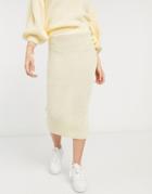 Asos Desing Two-piece Knitted Midi Skirt In Light Yellow