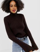 Asos Design Rib Roll Neck Sweater-blue