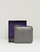 Smith And Canova Zip Round Leather Wallet - Gray