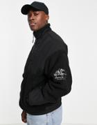 Jack & Jones Core Fleece Jacket With Mountain Embroidery In Black