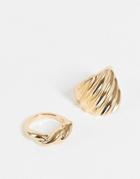 Designb London 2-pack Twist Rings In Gold
