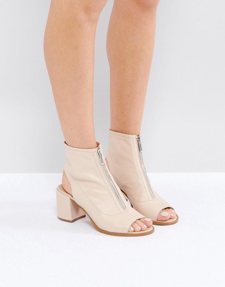Asos Raspberry Leather Zip Shoe Boots - Beige