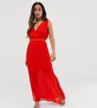 Y.a.s Petite Pleated Wrap Maxi Dress - Red