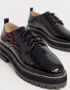 Raid Haley Black Chunky Lace Up Shoes With White Stitching