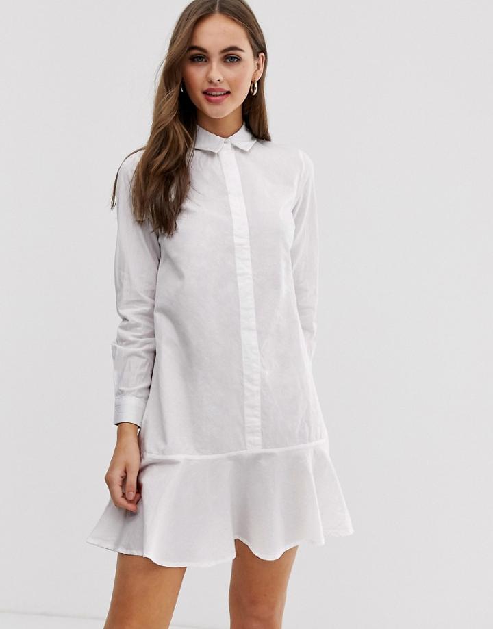 Asos Design Peplum Mini Shirt Dress-white