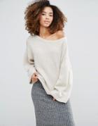 Shae Olivia Cashmere & Wool Mix Wide Neck Sweater - Beige