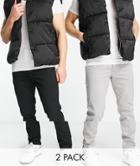 Topman 2 Pack Slim Chino Pants In Black And Gray-multi