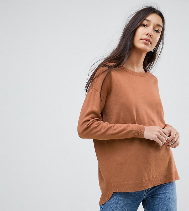 Brave Soul Tall Rony Dip Back Sweater - Tan