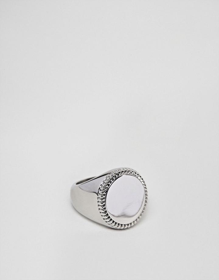 Seven London Silver Signet Ring With White Stone - Silver