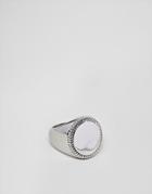 Seven London Silver Signet Ring With White Stone - Silver
