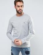 Original Penguin Long Sleeve Top Small Logo Slim Fit In Gray Marl - Gray