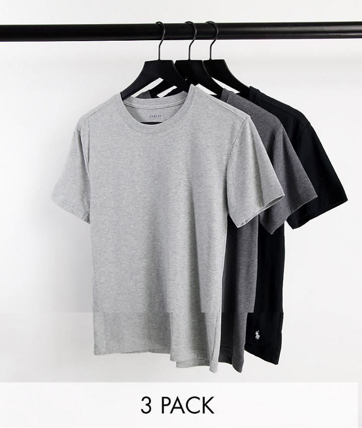 Polo Ralph Lauren 3 Pack T-shirts In Black With Bottom Logo