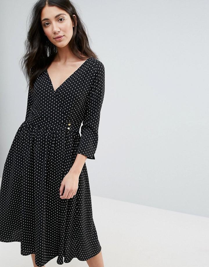 Unique 21 Wrap Midi Dress - Black