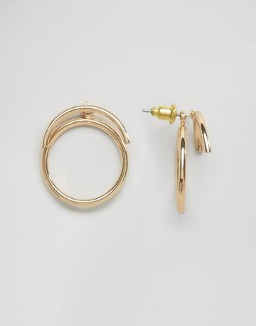 Asos Fine Circle Swing Earrings - Gold