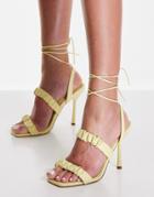 Topshop Reef High Ruched Sandal In Yellow