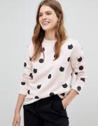 Esprit Cat Pokla Dot Sweater - Pink