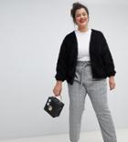 River Island Plus Tapered Pants In Gray Check - Multi