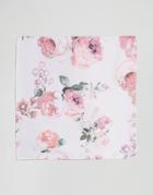Asos Pocket Square With Rose Print - Pink