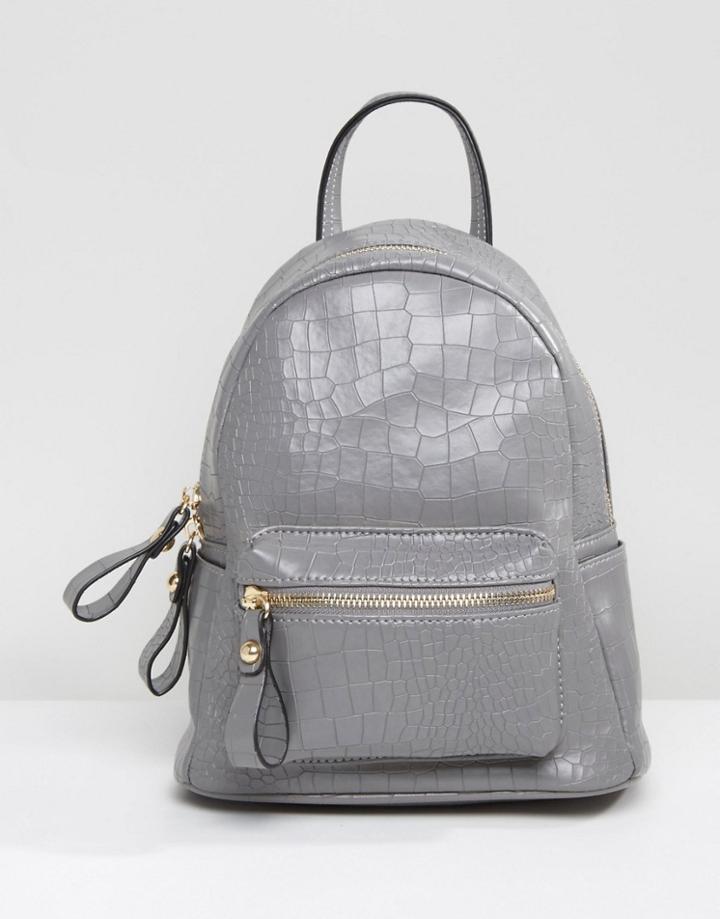 Qupid Mock Croc Mini Backpack - Gray