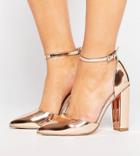 Asos Penalty Wide Fit Pointed Heels-gold