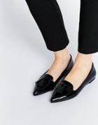 Asos Libra Tassle Detail Pointed Loafer - Black Patent