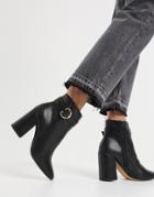 London Rebel Block-heel Ankle Boots With Gold Trim In Black