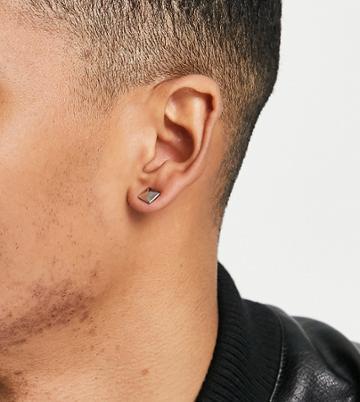 Lost Souls Stainless Steel Square Stud Earrings In Silver